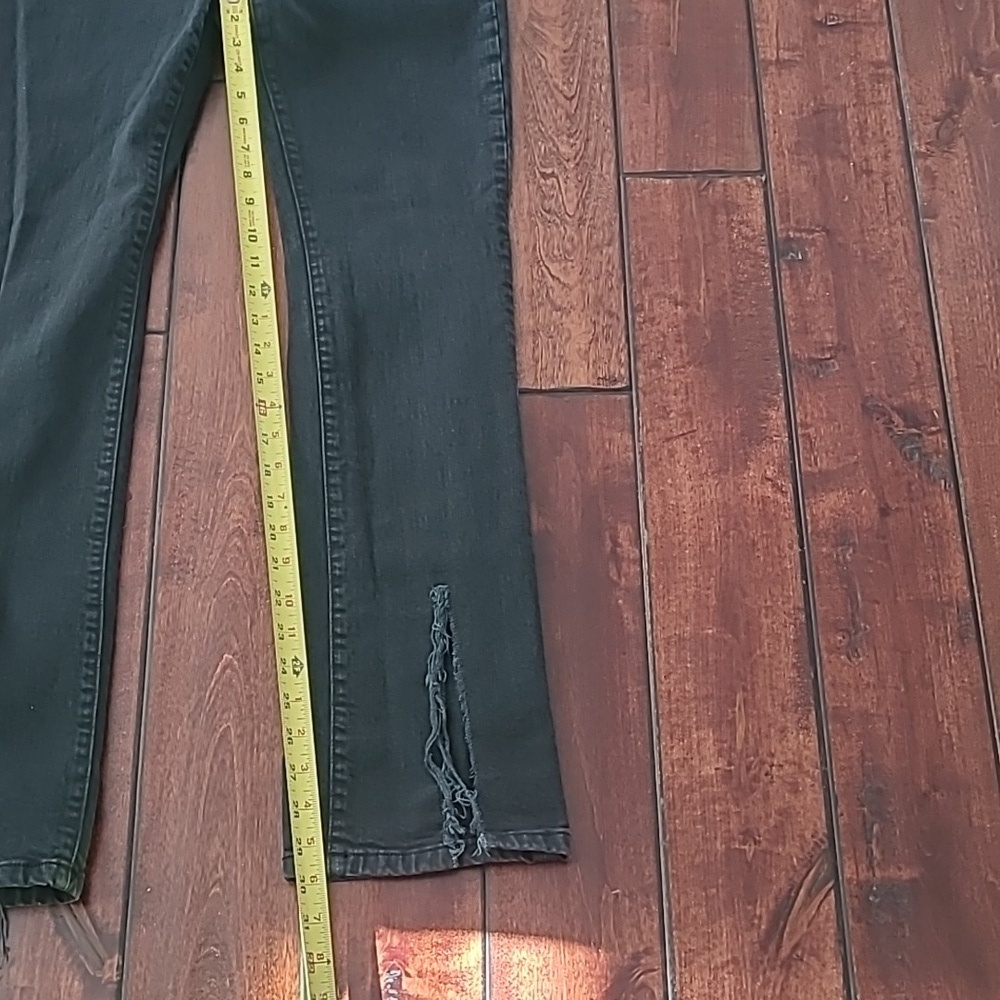 Frame Film Noir Distressed Black Frayed Waist Fromt Slit Jeans Size 27 - Picture 7 of 10